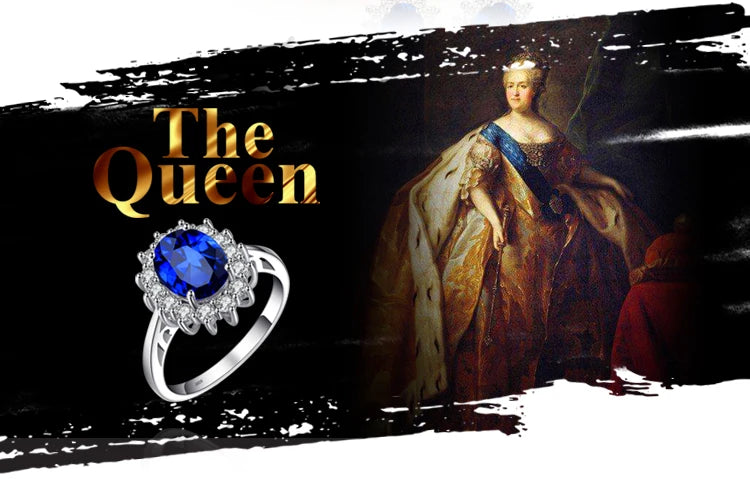 Royal Elegance Princess Diana Inspired Blue Sapphire Ring in 925 Sterling Silver with Natural Gemstones