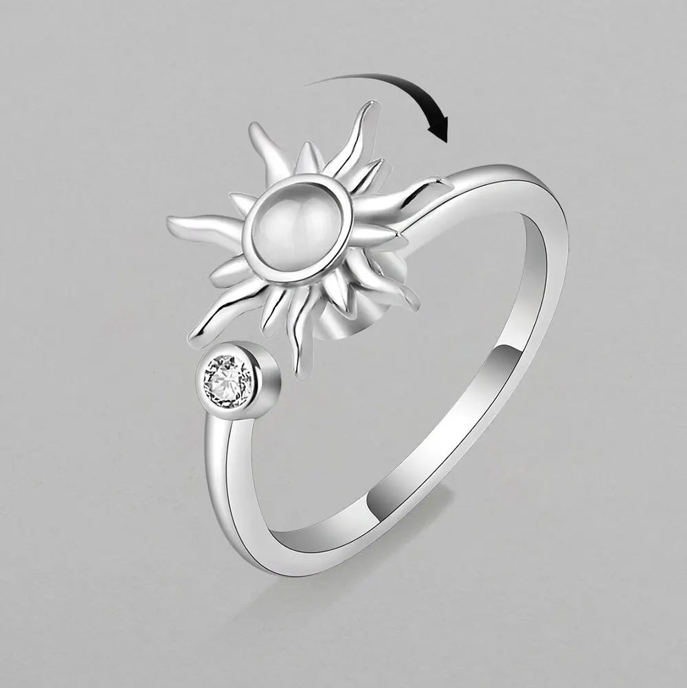 Sun & Star Fidget Ring – Stainless Steel