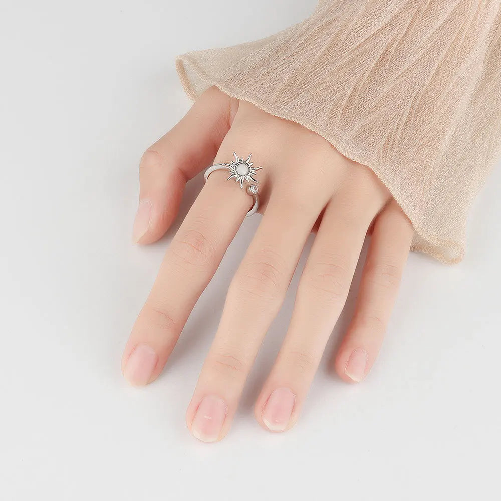 Sun & Star Fidget Ring – Stainless Steel