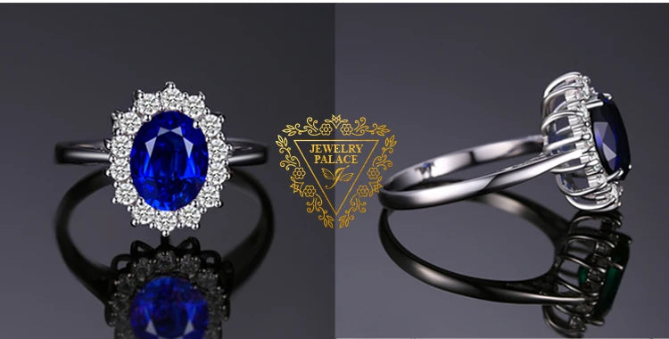 Royal Elegance Princess Diana Inspired Blue Sapphire Ring in 925 Sterling Silver with Natural Gemstones