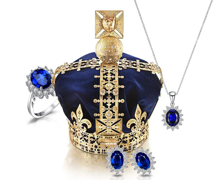 Royal Elegance Princess Diana Inspired Blue Sapphire Ring in 925 Sterling Silver with Natural Gemstones