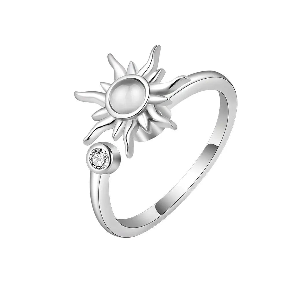 Sun & Star Fidget Ring – Stainless Steel