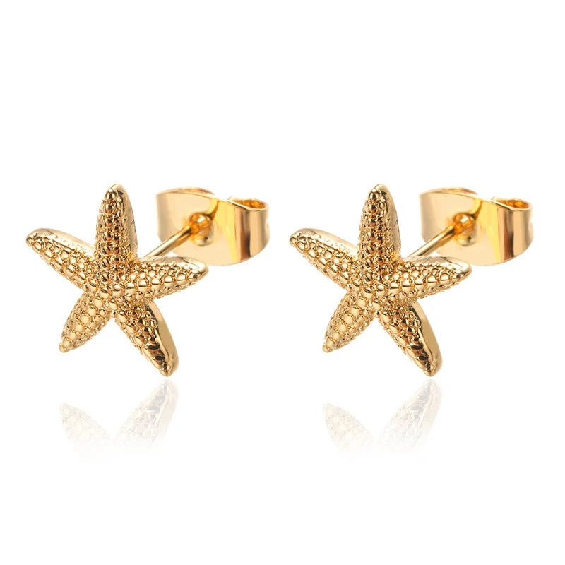 Vintage Starfish Star Stud Earrings Women Ocean Jewelry Gift