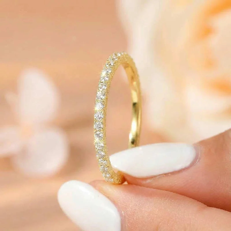 Women's 925 Silver 2mm Zircon Stackable Plain Ring Fine Jewelry