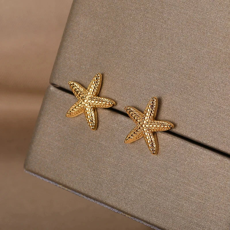 Vintage Starfish Star Stud Earrings Women Ocean Jewelry Gift