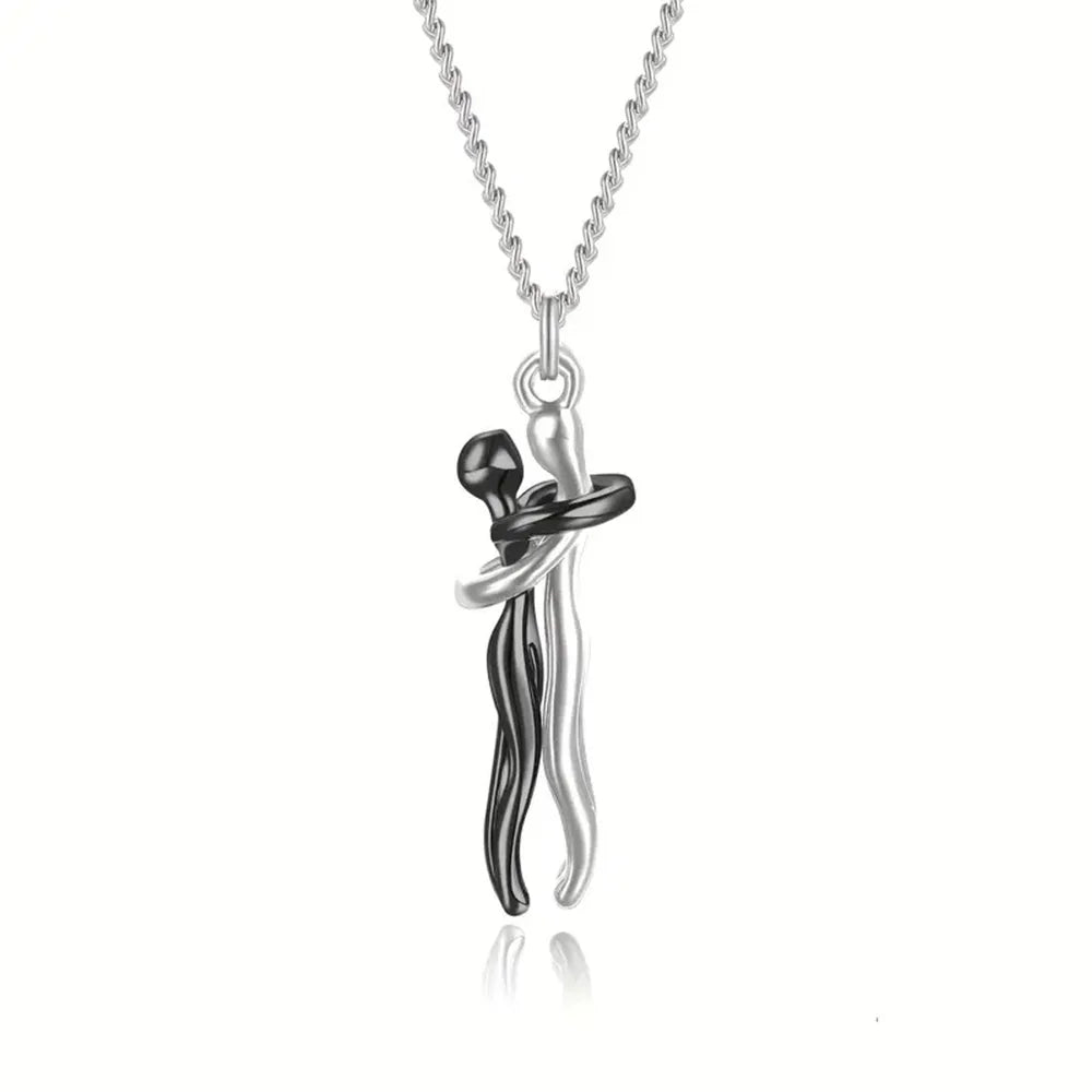 Black Hug Pendant Necklace Couples Love Symbol Party Jewelry