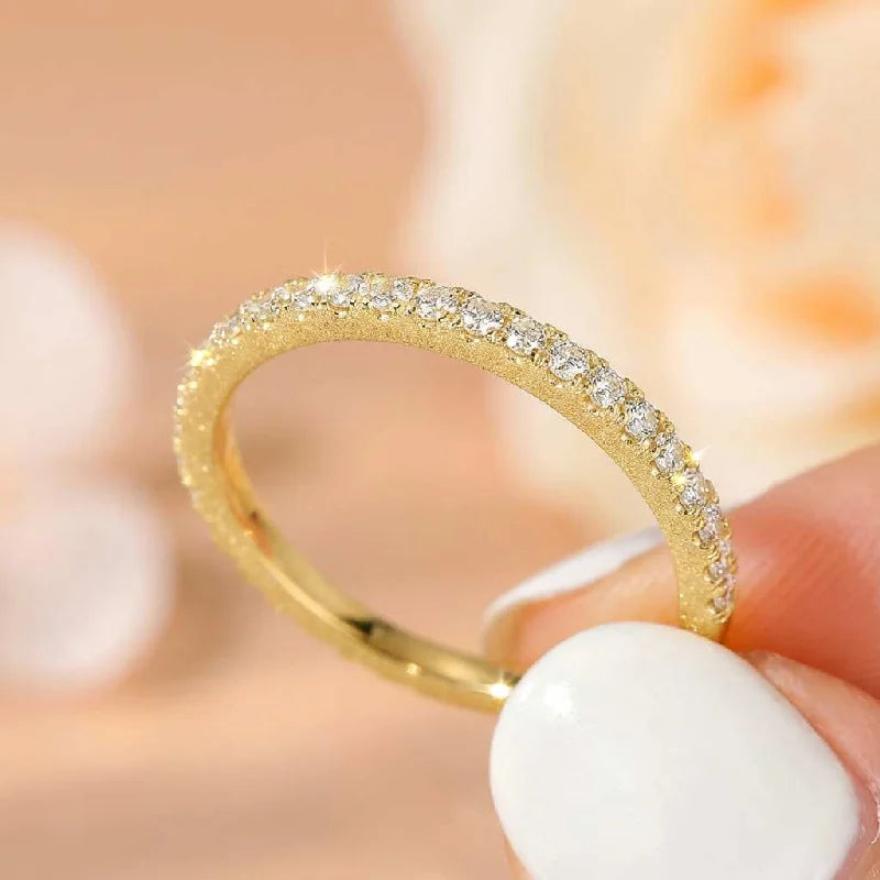 Women's 925 Silver 2mm Zircon Stackable Plain Ring Fine Jewelry