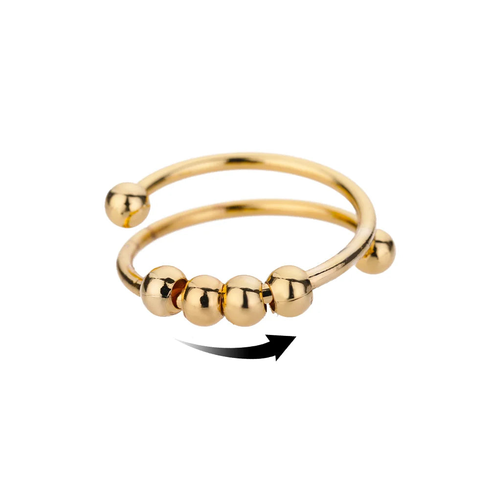 Sun & Star Fidget Ring – Stainless Steel