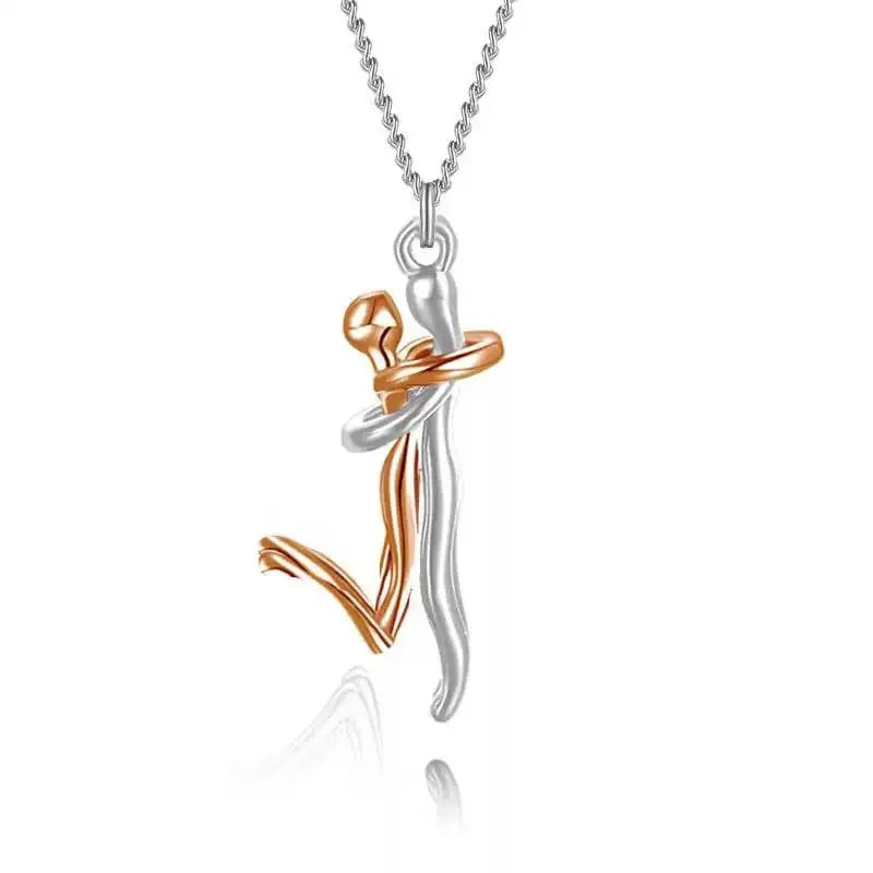 Mother Child Hug Pendant Two-Tone Detachable Necklace Family Gift