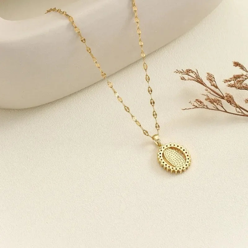 Fashion Micro Inlaid Zircon Virgin Mary Star Pendant Necklace Women