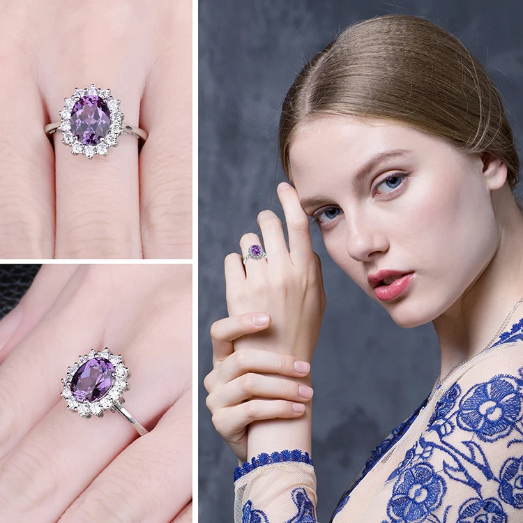Royal Elegance Princess Diana Inspired Blue Sapphire Ring in 925 Sterling Silver with Natural Gemstones