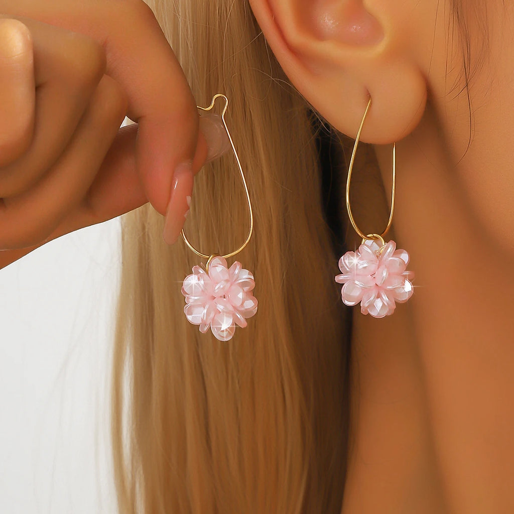 2PC Fashion Pearl Blossom Drop Earrings Party Carnival Holiday Gift