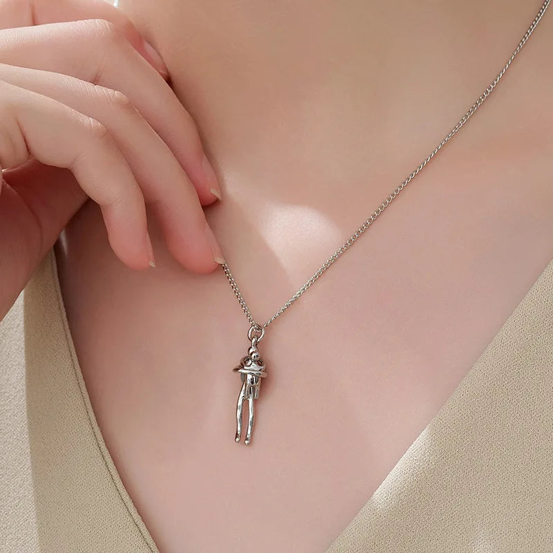 Mother Child Hug Pendant Two-Tone Detachable Necklace Family Gift