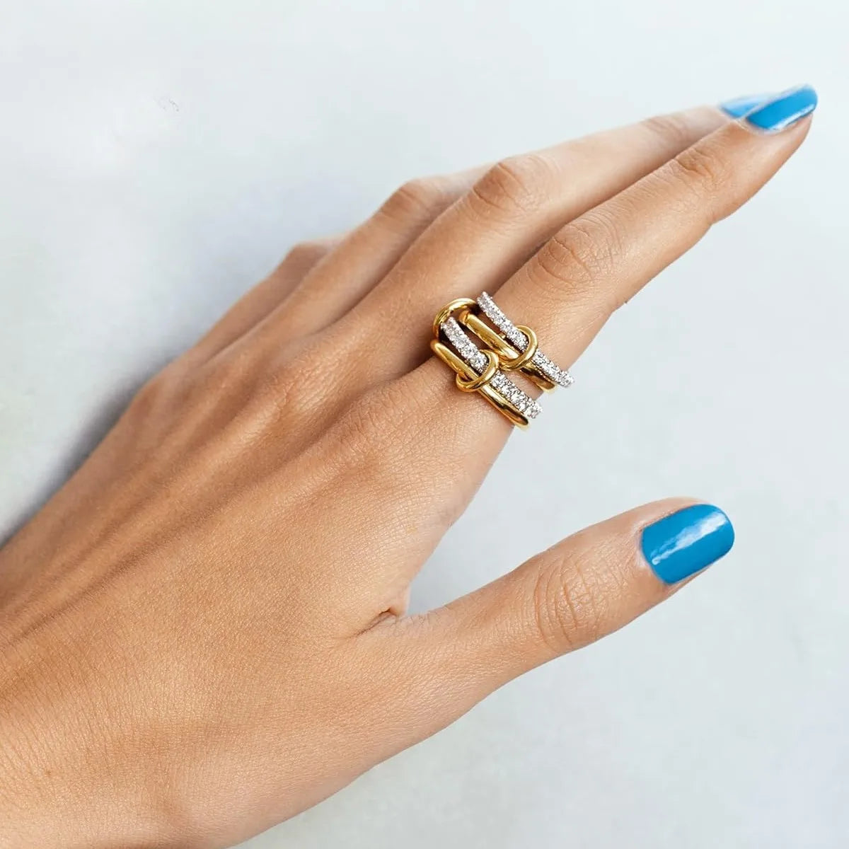 Women's Two-Color Copper Ring Set Hypoallergenic Stackable Jewelry