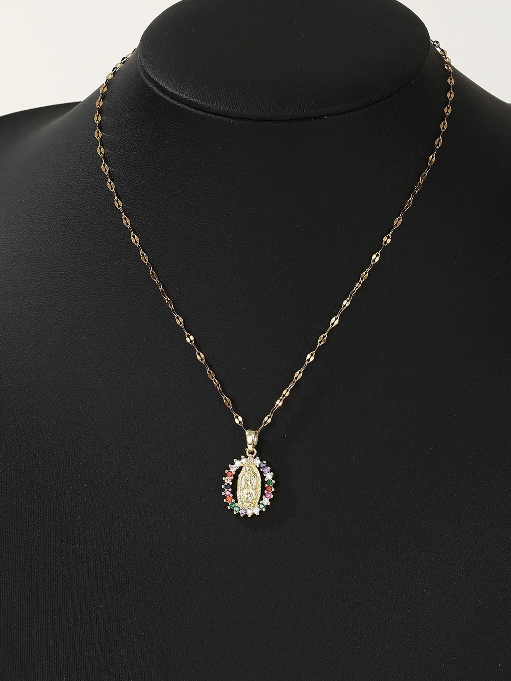 Fashion Micro Inlaid Zircon Virgin Mary Star Pendant Necklace Women