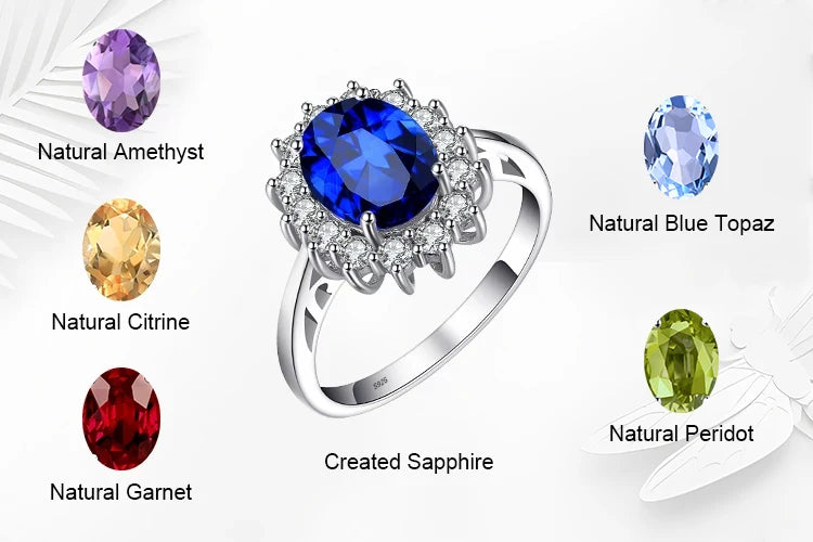 Royal Elegance Princess Diana Inspired Blue Sapphire Ring in 925 Sterling Silver with Natural Gemstones