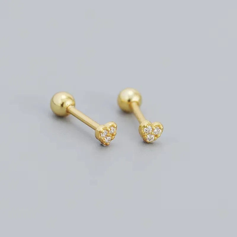Fashion Heart Stud Earrings Women Hypoallergenic Cartilage Piercing