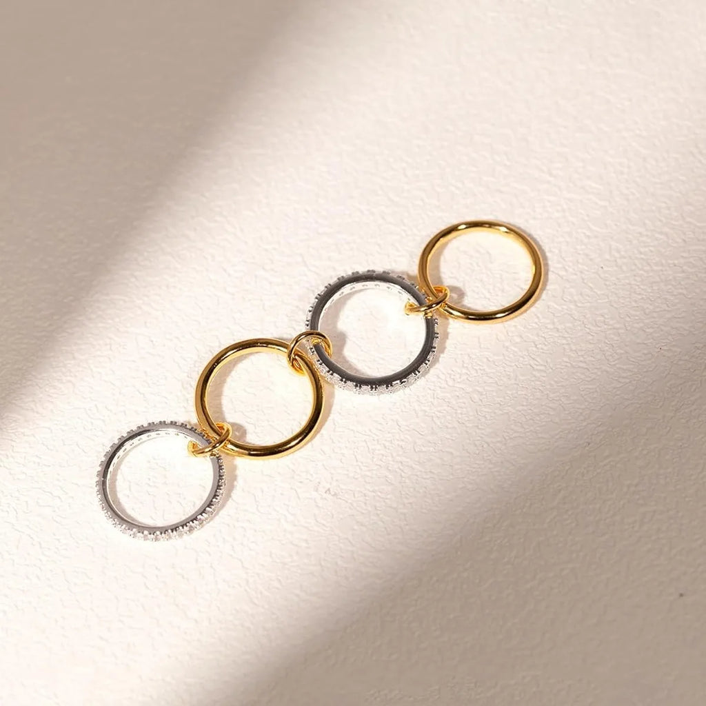 Women's Two-Color Copper Ring Set Hypoallergenic Stackable Jewelry