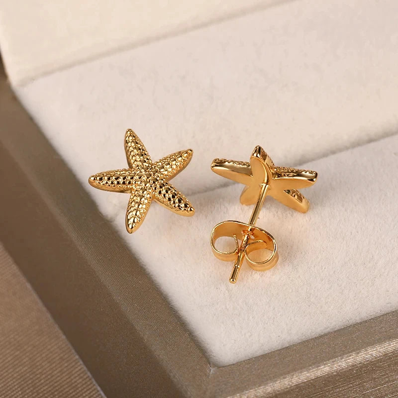 Vintage Starfish Star Stud Earrings Women Ocean Jewelry Gift
