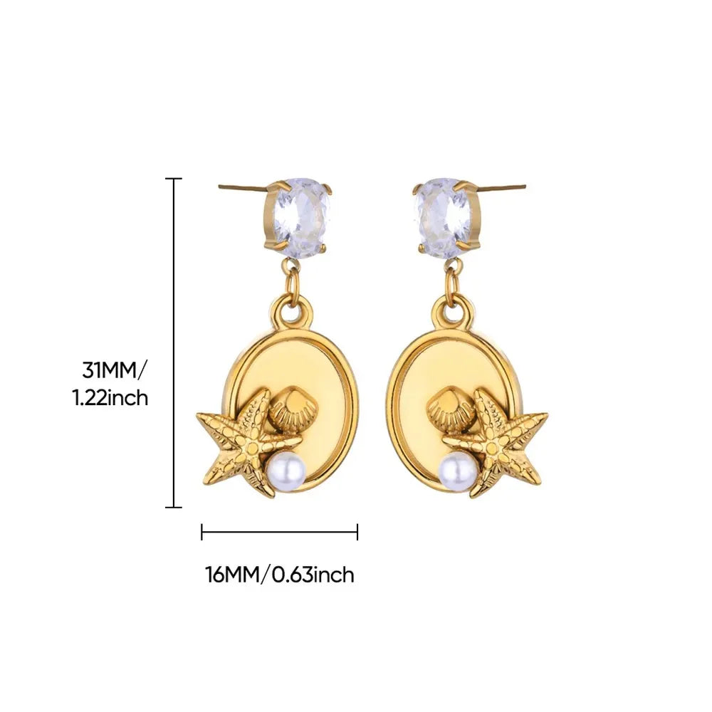 Vintage Starfish Star Stud Earrings Women Ocean Jewelry Gift