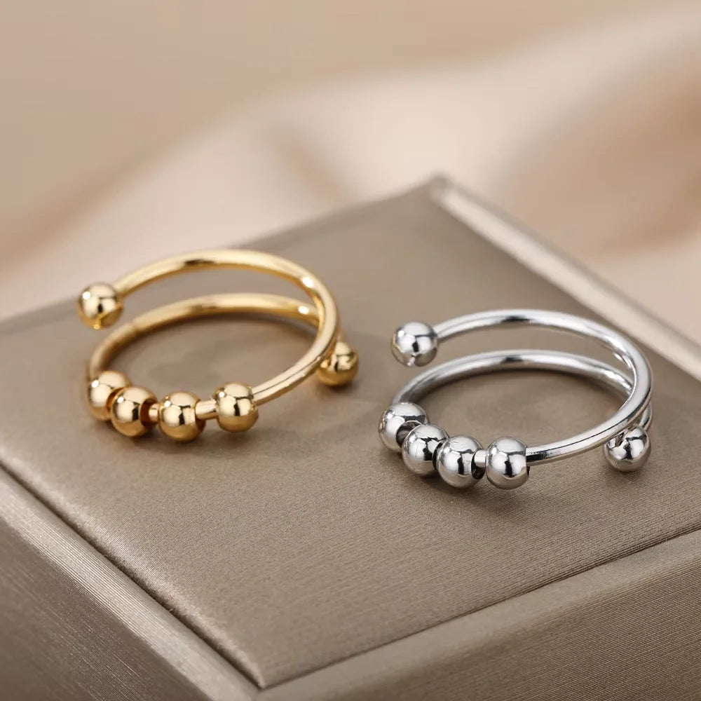Sun & Star Fidget Ring – Stainless Steel
