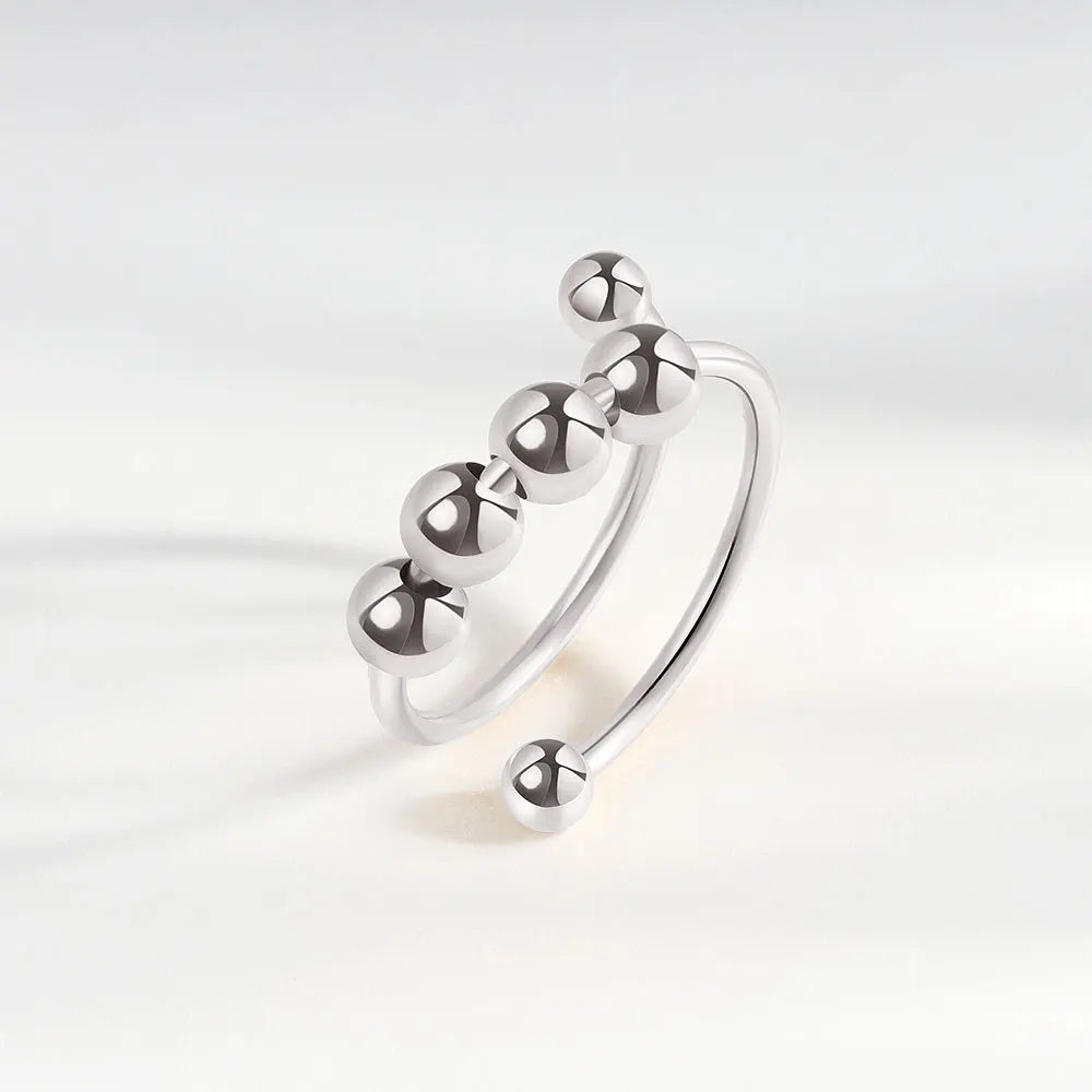 Anti-Stress Crystal Flower Spinner Ring Women Wedding Jewelry Gift