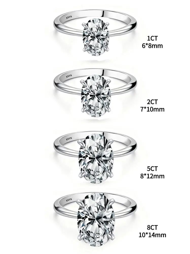 Women's 925 Silver 1-8CT Zircon Wedding Band Engagement Ring