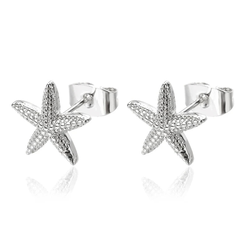 Vintage Starfish Star Stud Earrings Women Ocean Jewelry Gift
