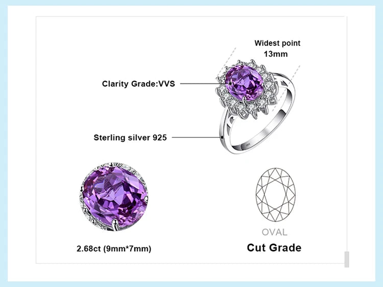 Royal Elegance Princess Diana Inspired Blue Sapphire Ring in 925 Sterling Silver with Natural Gemstones
