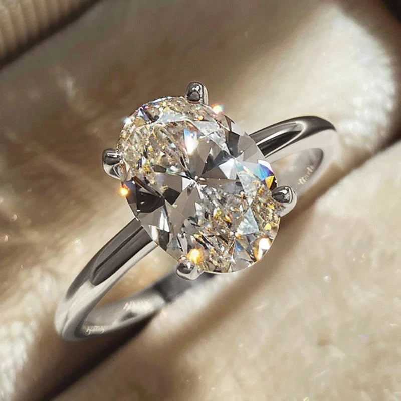 Women's 925 Silver 1-8CT Zircon Wedding Band Engagement Ring