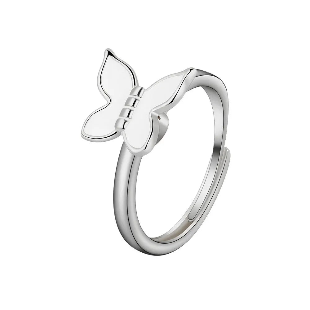 Anti-Stress Crystal Flower Spinner Ring Women Wedding Jewelry Gift
