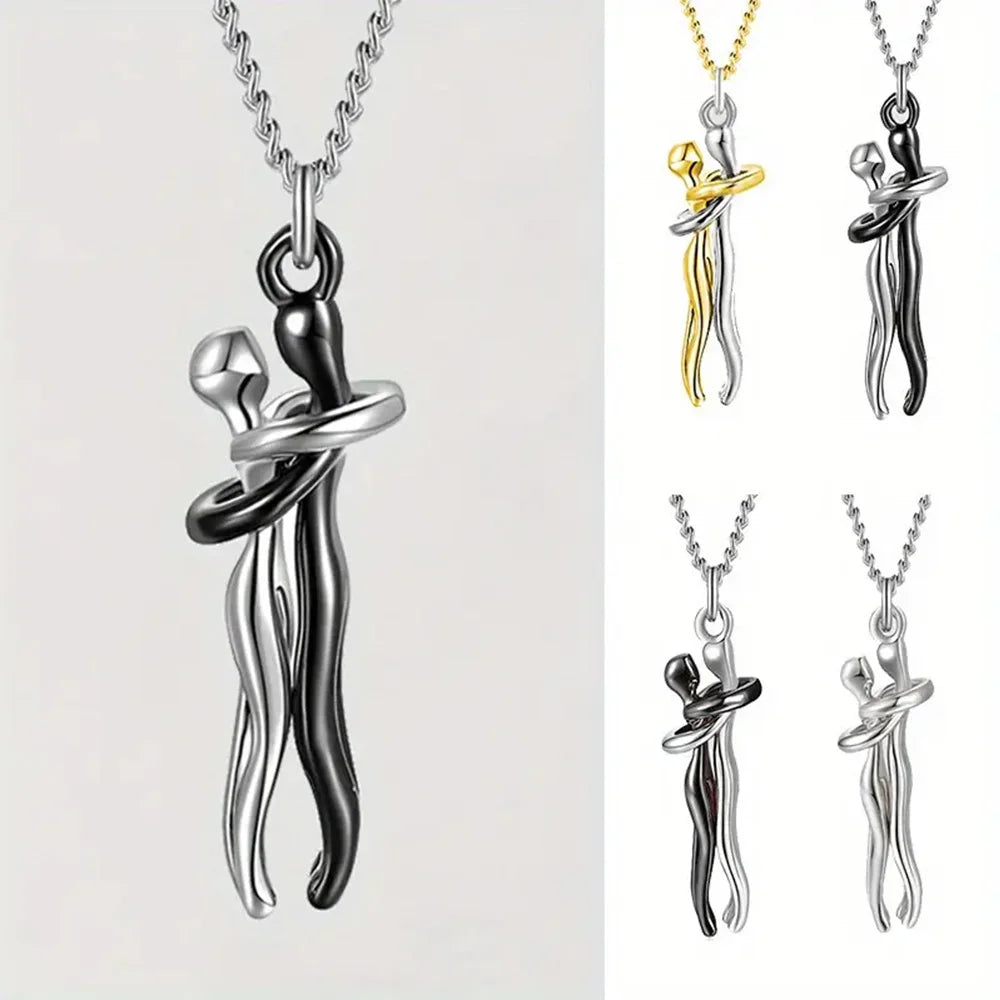 Black Hug Pendant Necklace Couples Love Symbol Party Jewelry