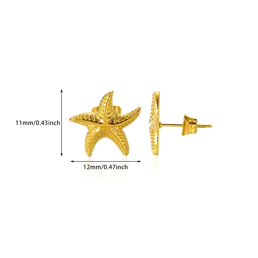 Vintage Starfish Star Stud Earrings Women Ocean Jewelry Gift