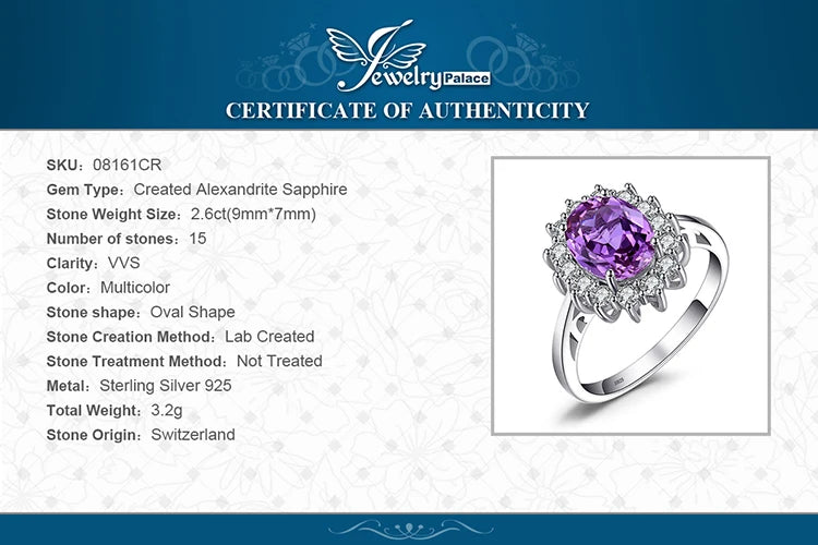 Royal Elegance Princess Diana Inspired Blue Sapphire Ring in 925 Sterling Silver with Natural Gemstones