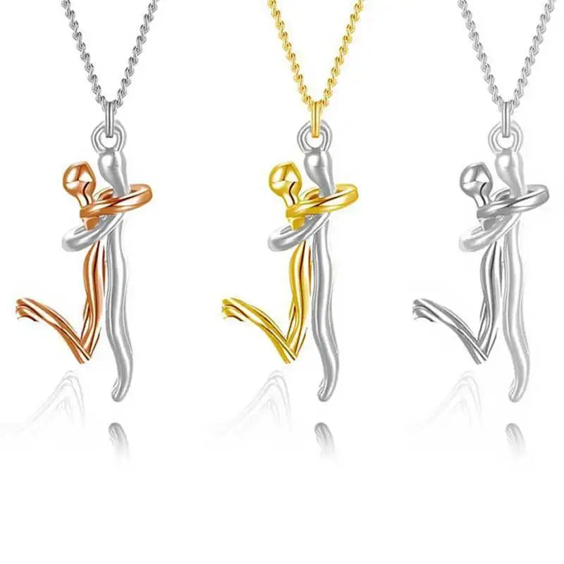 Mother Child Hug Pendant Two-Tone Detachable Necklace Family Gift