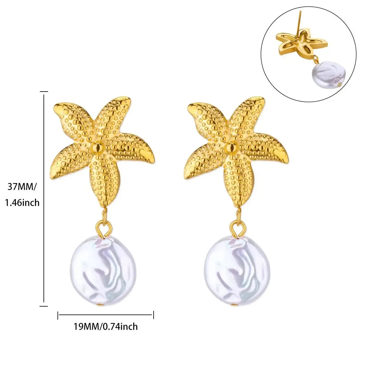 Vintage Starfish Star Stud Earrings Women Ocean Jewelry Gift