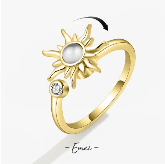 Sun & Star Fidget Ring – Stainless Steel