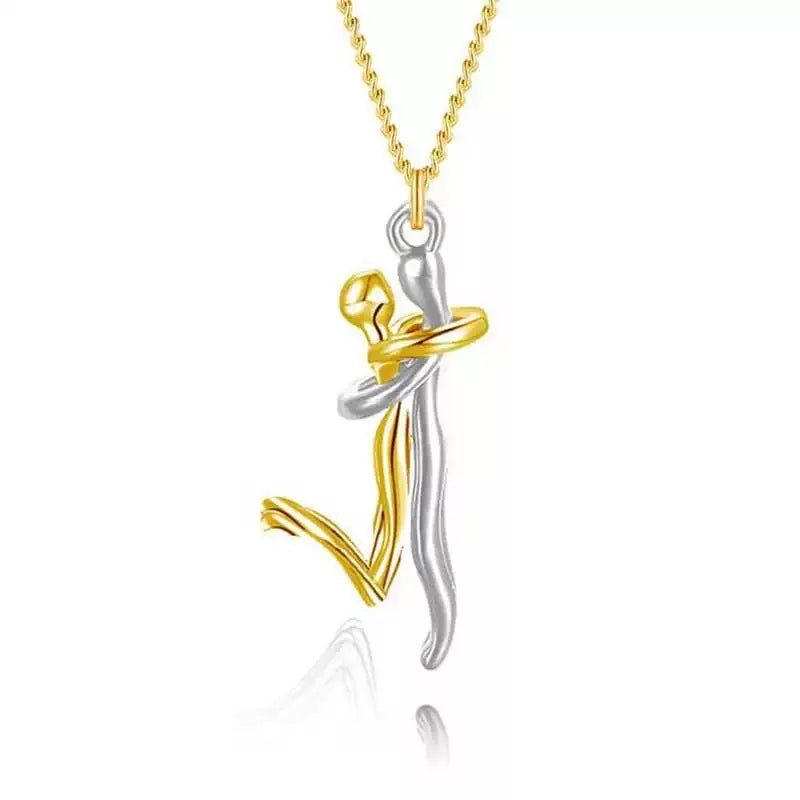 Mother Child Hug Pendant Two-Tone Detachable Necklace Family Gift