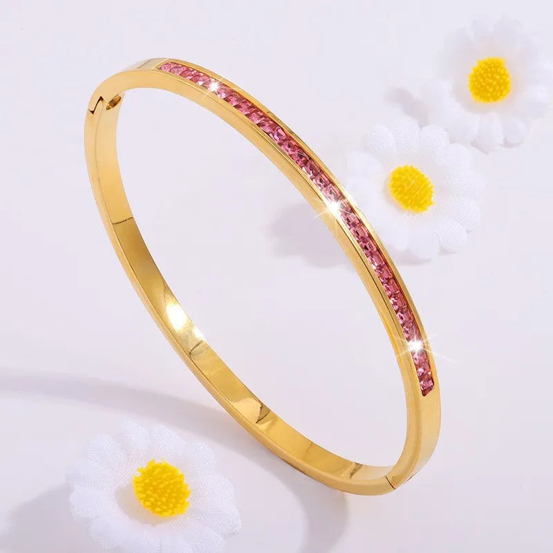 Women's Sparkling Zirconia Stainless Steel Stackable Bangle Set Gift