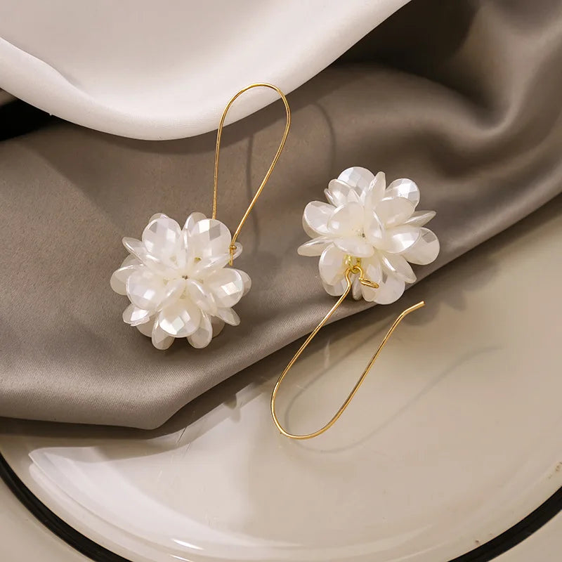 2PC Fashion Pearl Blossom Drop Earrings Party Carnival Holiday Gift