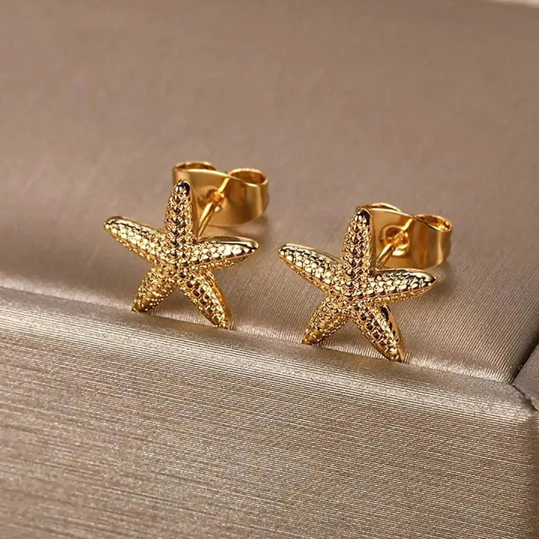 Vintage Starfish Star Stud Earrings Women Ocean Jewelry Gift