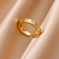 Luxury Zircon Heart Stainless Steel Ring Women Gold Wedding Gift