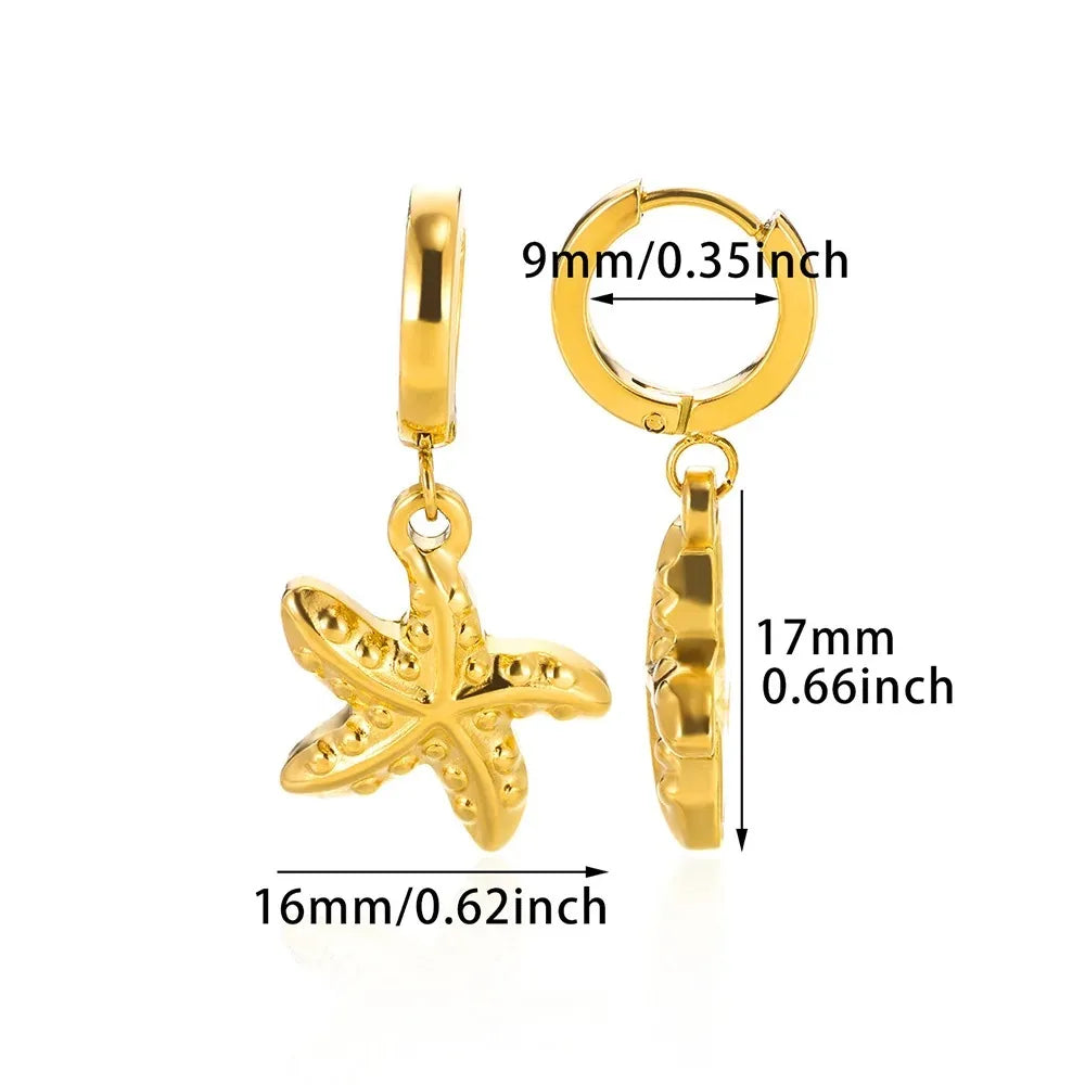 Vintage Starfish Star Stud Earrings Women Ocean Jewelry Gift