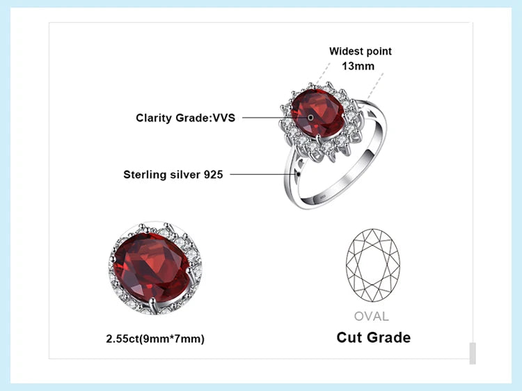Royal Elegance Princess Diana Inspired Blue Sapphire Ring in 925 Sterling Silver with Natural Gemstones