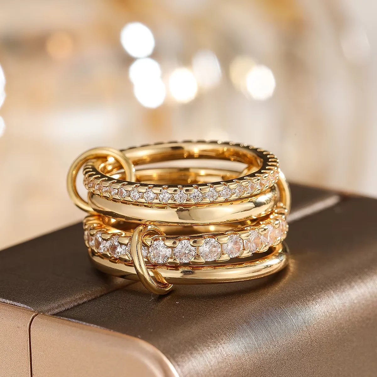 Women's Two-Color Copper Ring Set Hypoallergenic Stackable Jewelry