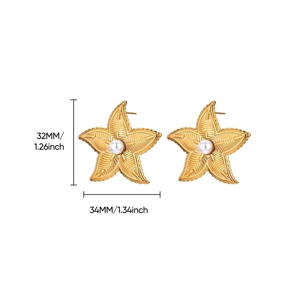 Vintage Starfish Star Stud Earrings Women Ocean Jewelry Gift