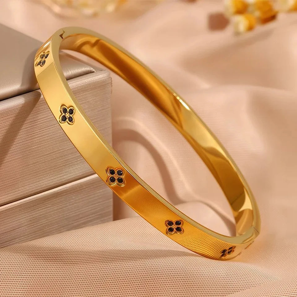 Women's Sparkling Zirconia Stainless Steel Stackable Bangle Set Gift