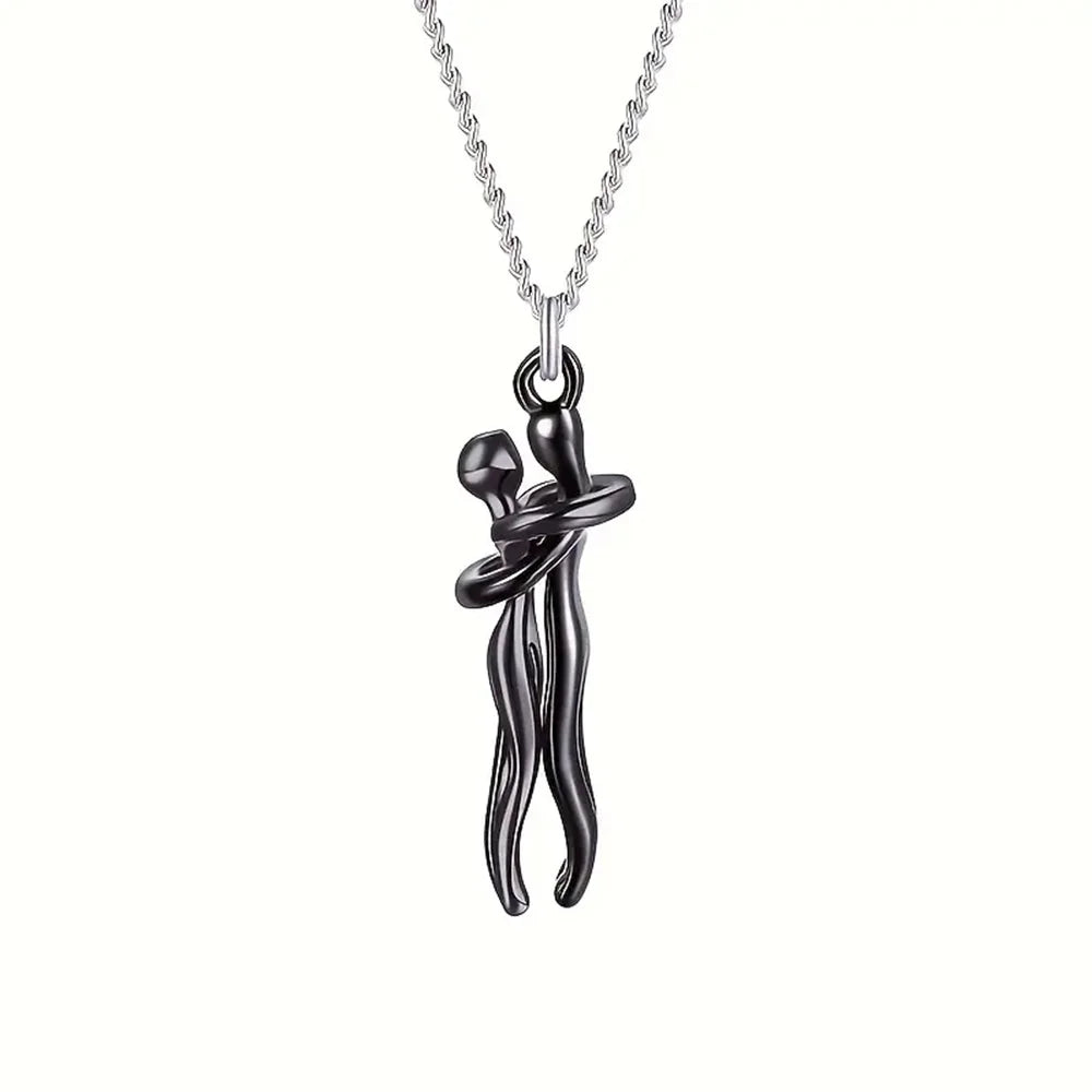 Black Hug Pendant Necklace Couples Love Symbol Party Jewelry