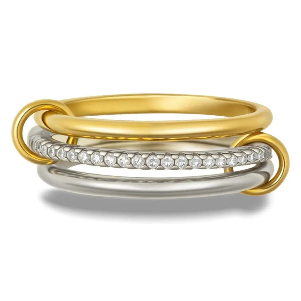 Women's Two-Color Copper Ring Set Hypoallergenic Stackable Jewelry