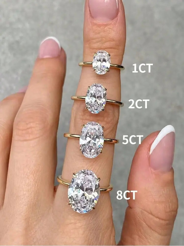 Women's 925 Silver 1-8CT Zircon Wedding Band Engagement Ring